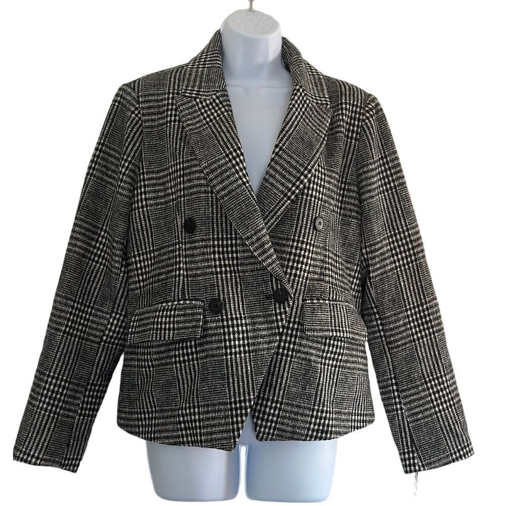 NWT Anthropologie Black+White Houndstooth blazer by Avec Les Filles - Size L